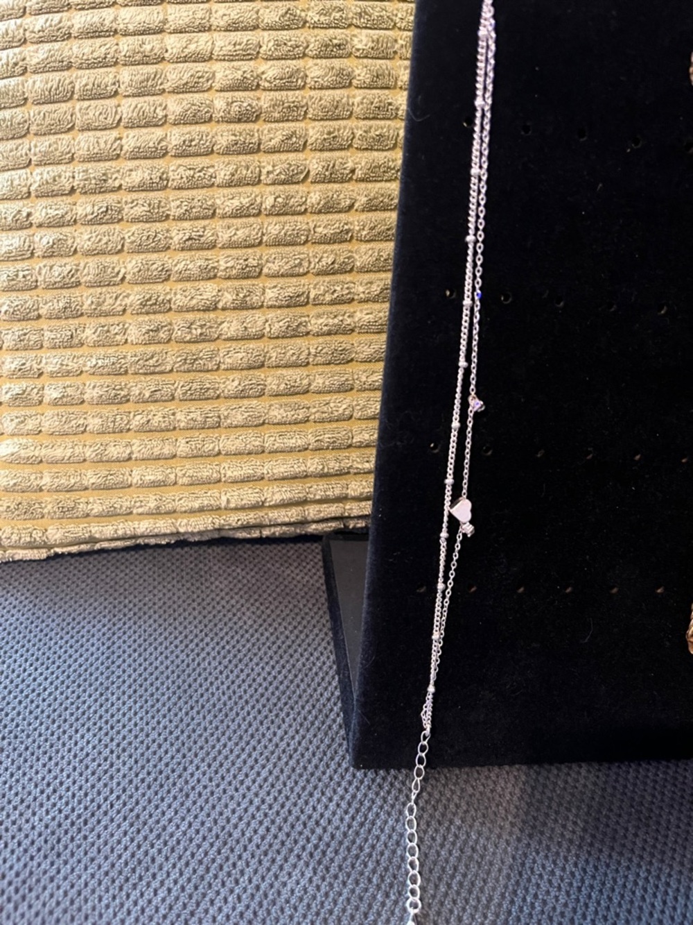 Delicate Silver Anklet with Pink Heart Accents